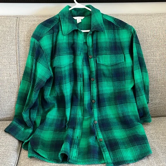 Green oversized flann shirt - Picture 2 of 6